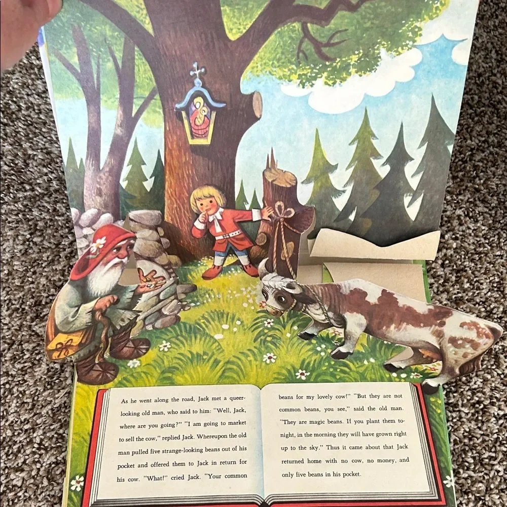 Vintage 70s Jack and the Beanstalk Kids Pop-Up Book - Pink & Green